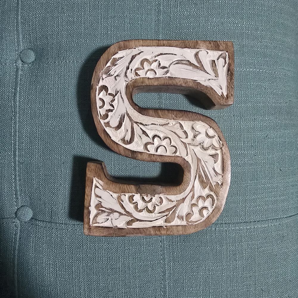 Wooden Carved Letter S Decor